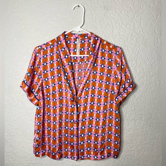 Anthropologie Orange and Pink Pajama Set - Picture 3 of 10